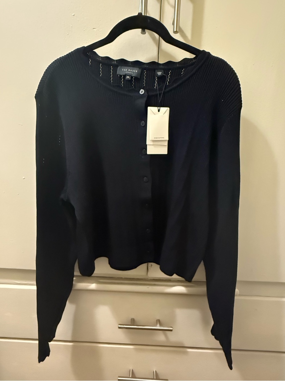 NWT Ted Baker Pointelle Scallop Trimmed Cardigan